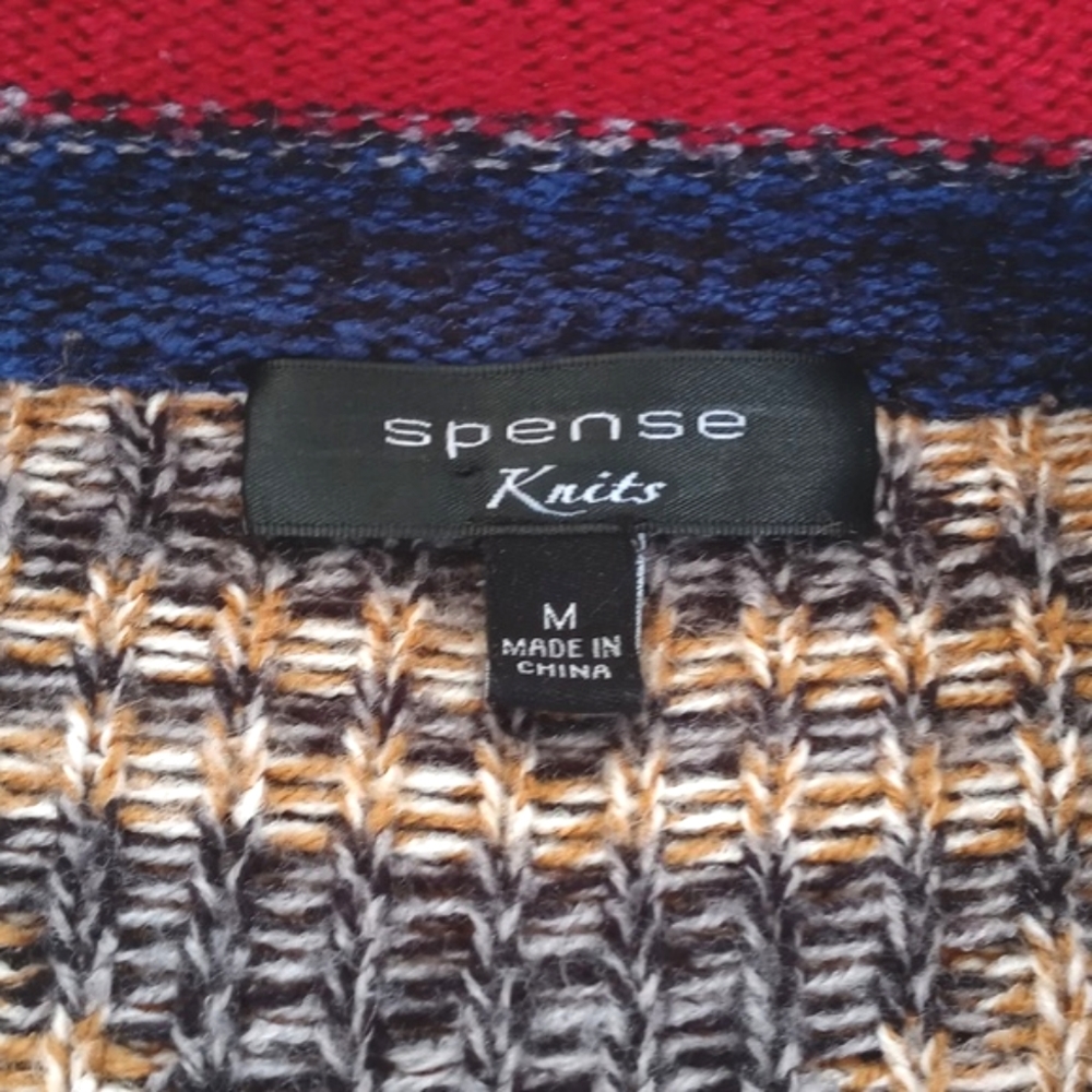 Spense Southwest Artist Style Brown Red Blue 3/4 Sleeve Open Cardigan / Duster M - Picture 6 of 11